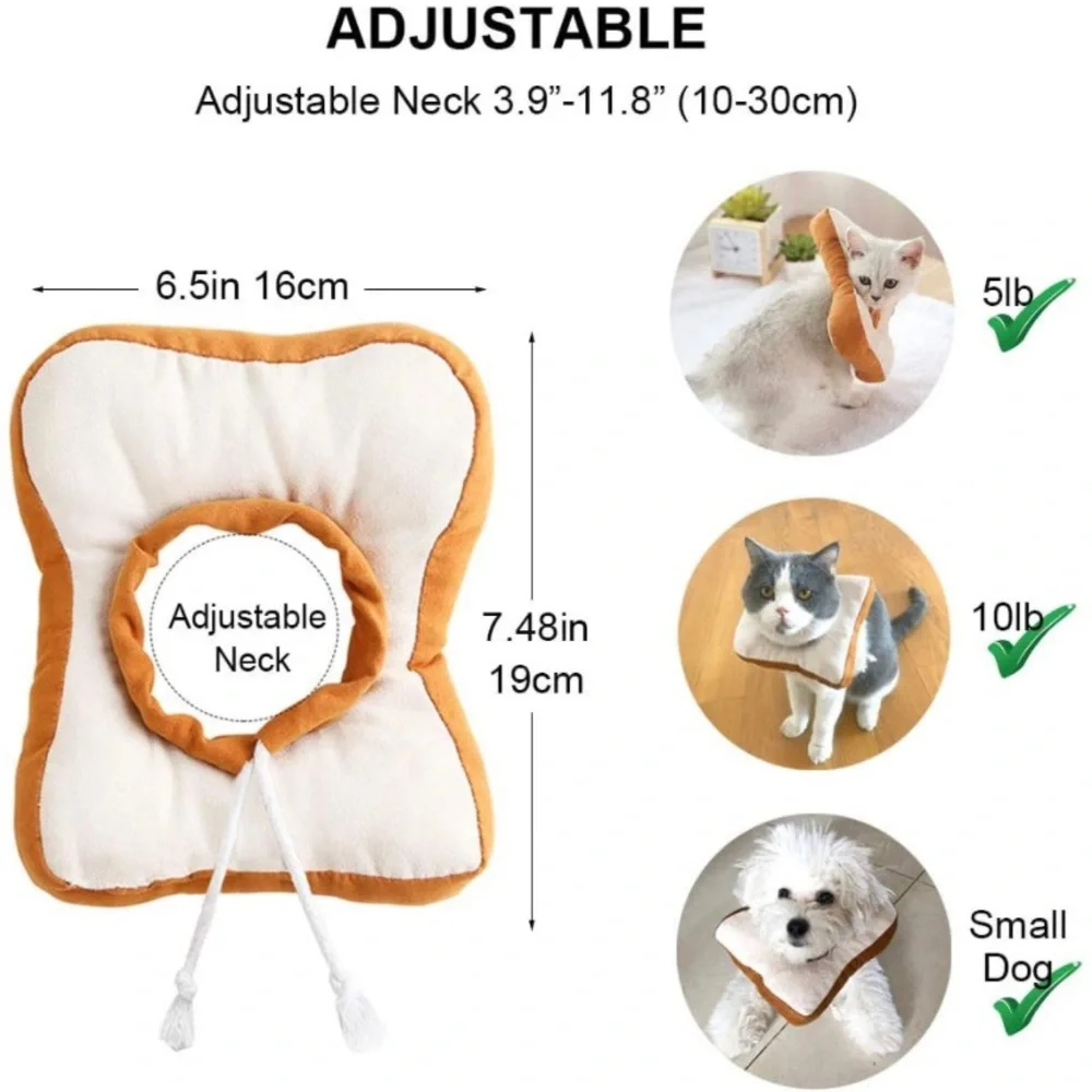Adjustable Soft Toast Cat Cone Collar 🐱 🍞